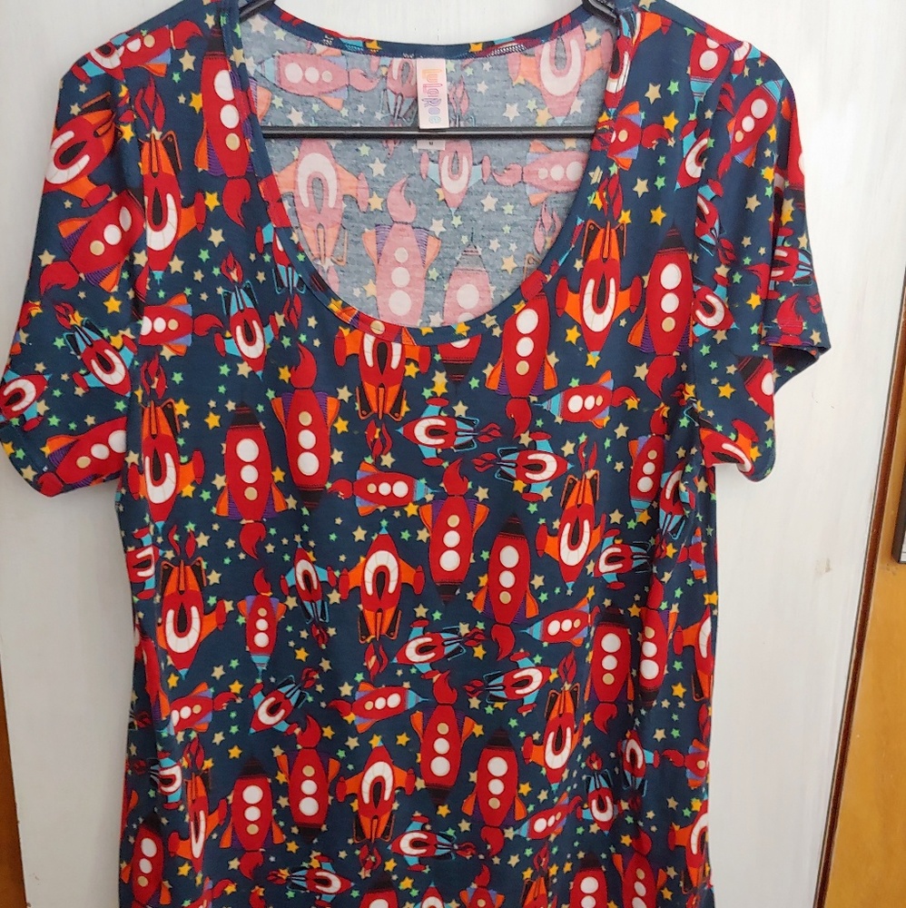 Lularoe Classic T Rocket Ship Print